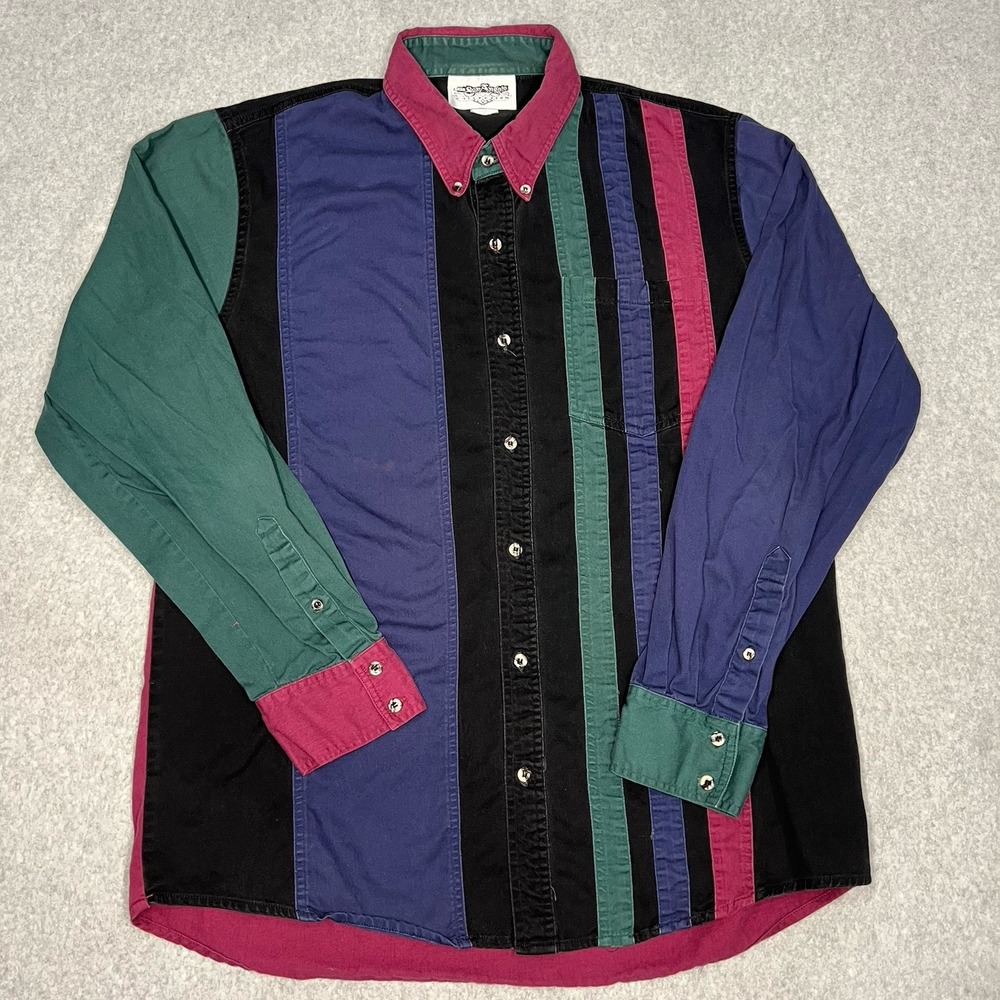 San Angelo Shirt Men's XL Multicolor Western Rodeo Ranch Cowboy Brushpopper